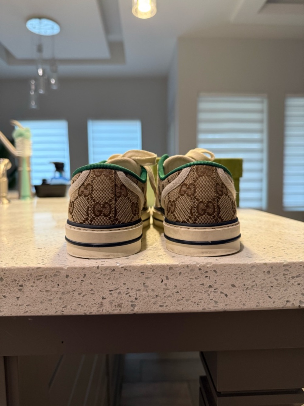 Gucci Beige Monogram Kids Sneaker with Green & Red Web Stripe - Picture 8 of 8